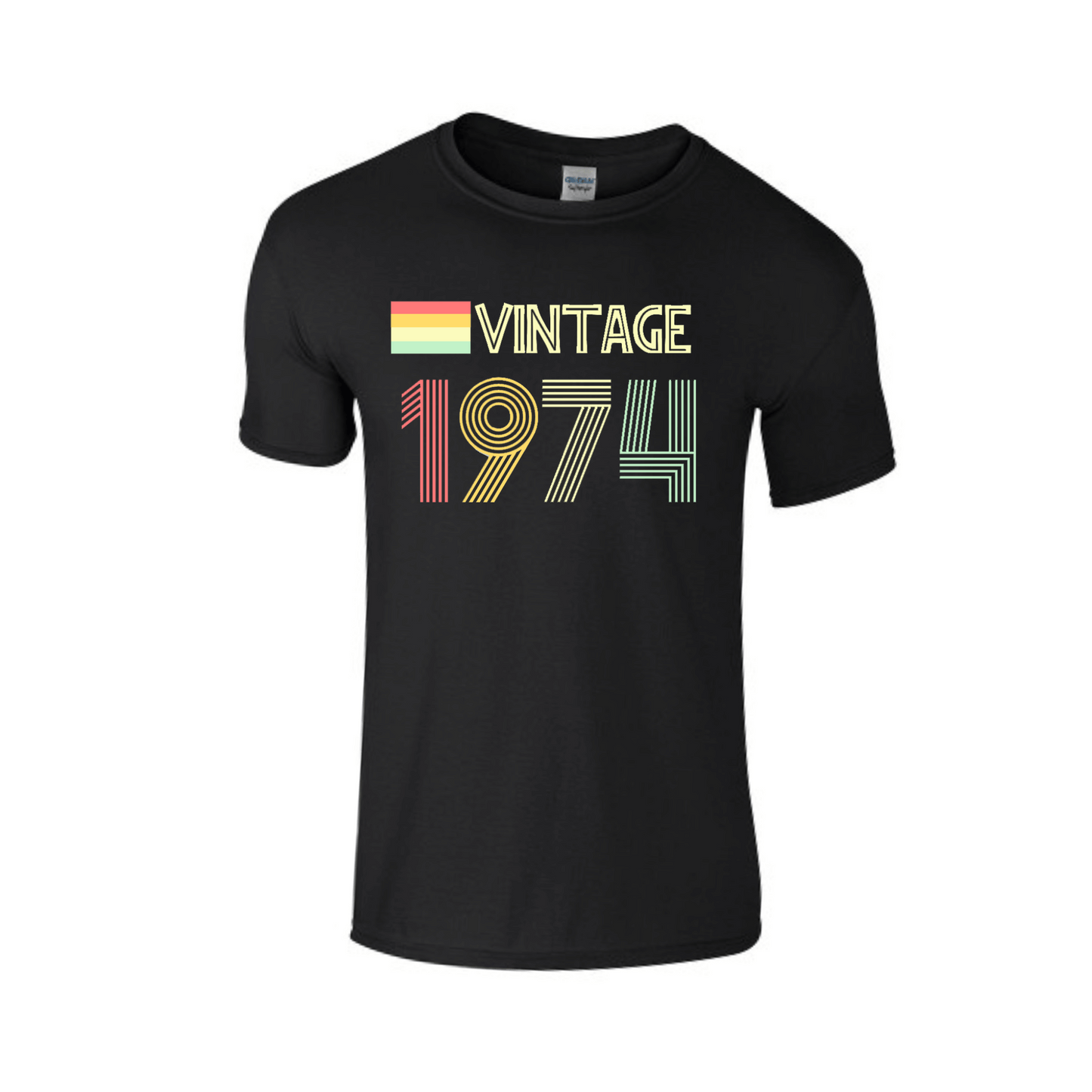 Vintage Retro 1974 50th Birthday T-Shirt | Printed Crew Neck T-Shirt