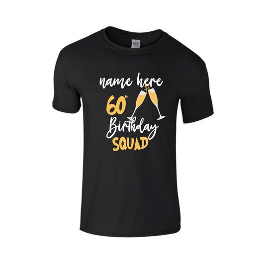 60th Birthday Squad Bubbles Printed Crew Neck T-Shirt