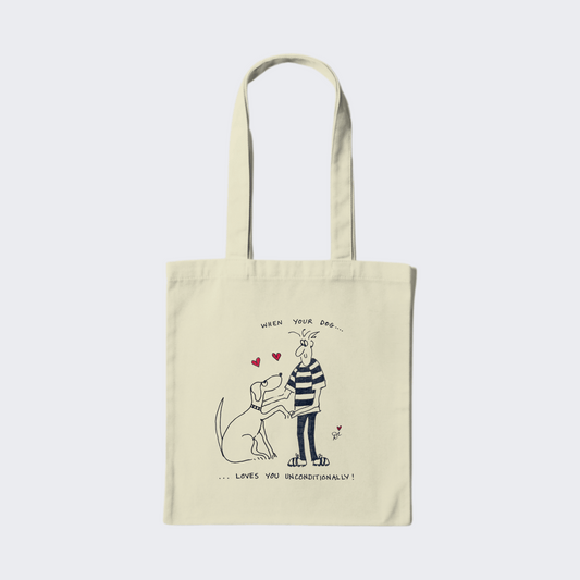 A Dog's Unconditional Love Tote Bag - Designed by Dianne