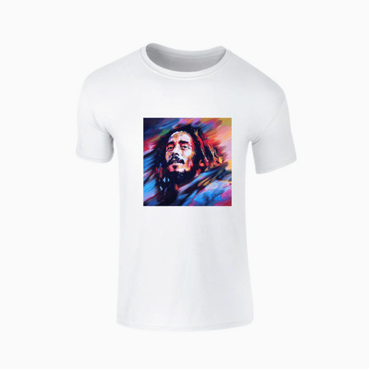 Bob Marley Printed Crew Neck T-Shirt by DeeDi Digital Art